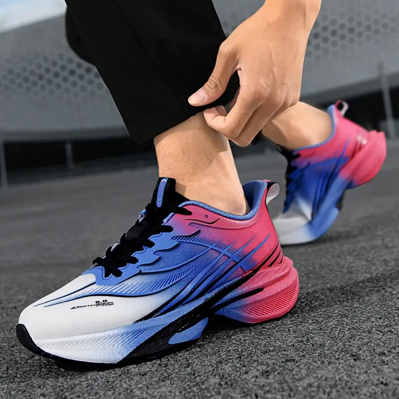 zapatillas de correr de malla tejida para hombre, - con cordones, antideslizantes, , zapatillas deportivas casuales y para exteriores, zapatillas deportivas casuales | diseño | construcción con cordones, zapatillas de correr Detalles del producto 5