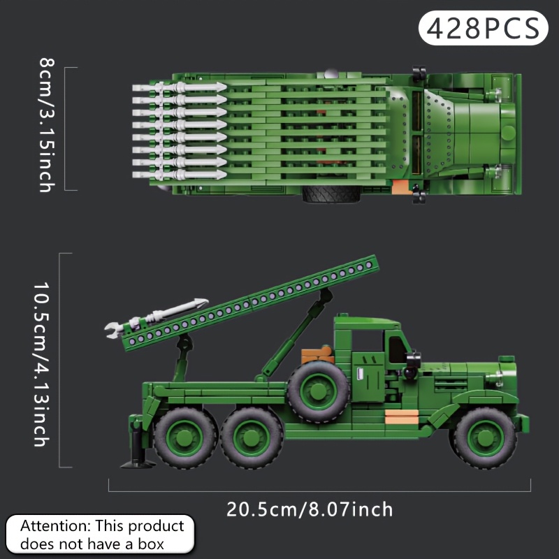 Image of Building Blocks Vehicle-mounted Missile Toy Educational Assembly Model Truck Children's Handmade Diy Ornament Boy Christmas Birthday Gift 428pcs