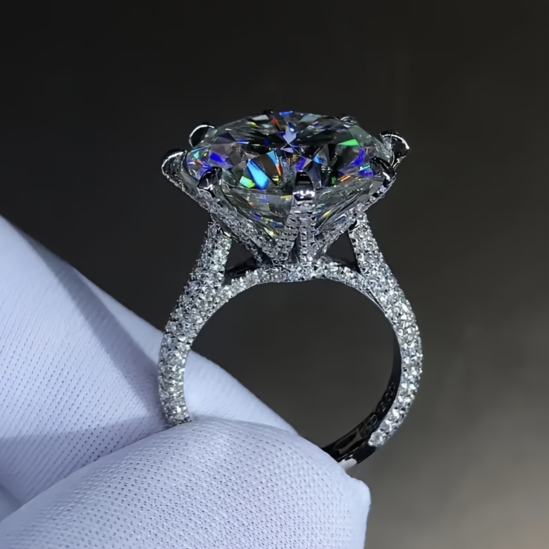 Image of 10 Carat S925 925 Silver Moissanite Ring Women's Valentine's Day Gift Women's Jewelry Surprise Your 's Ring