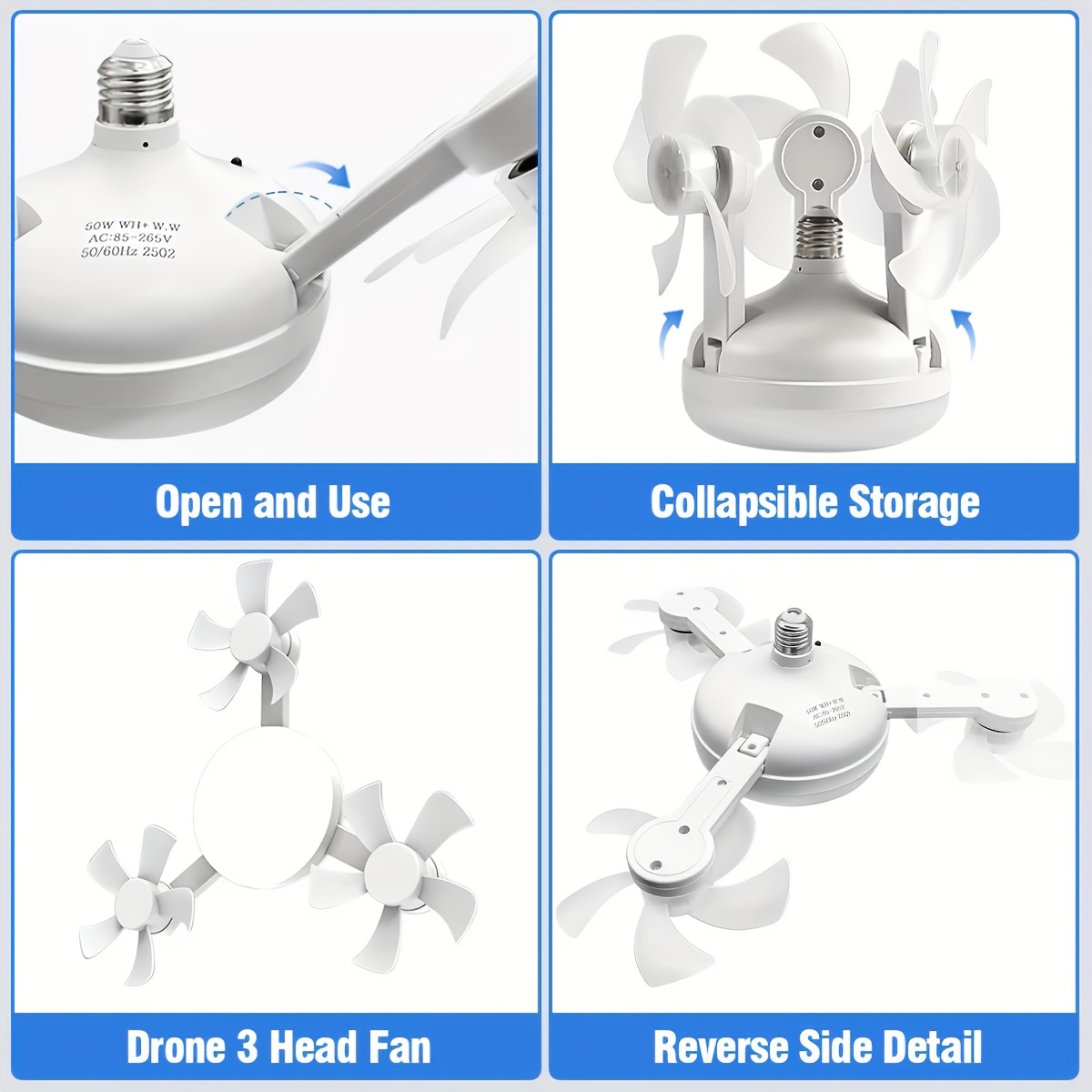 2025 new ceiling fan light with angle adjustment dimming for color temperature three wind and a timing night light mode suitable for living such as family kitchens living rooms bedrooms bars and shops Product details 3
