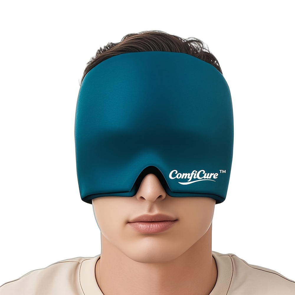 Comficure Migraine Cap, Soothing Headache Hat Ice Pack Mask, Face Cold Compress Cooling Gel Head Wrap Products for Tension, Stress & Hangover