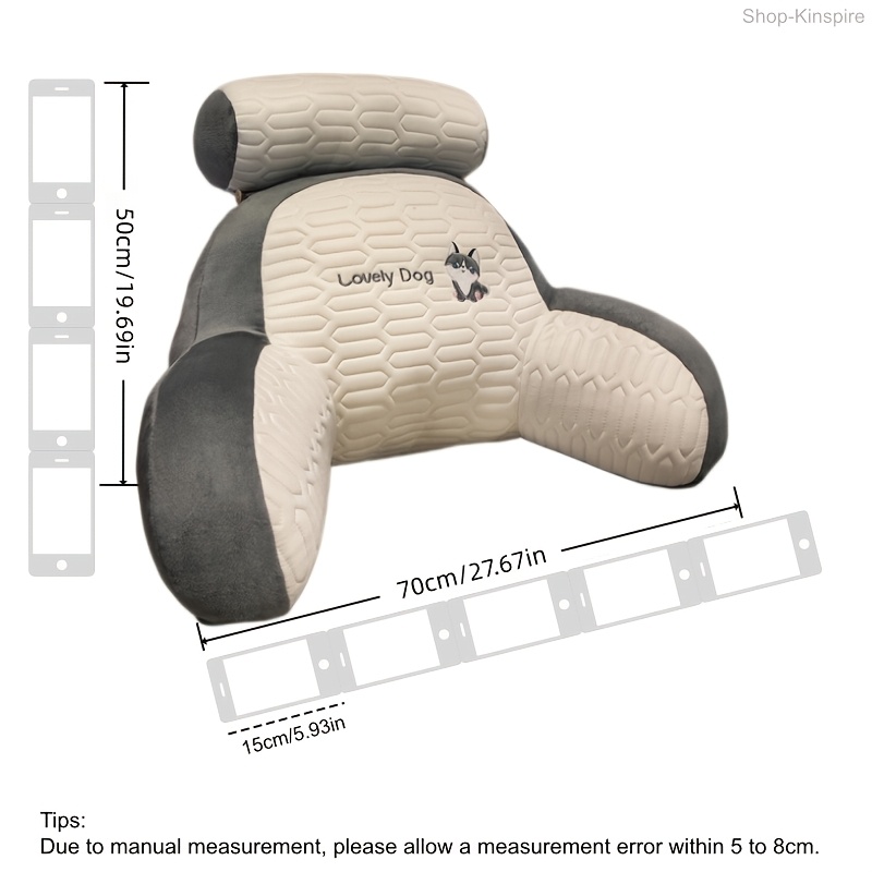 TEMU Material Bedside Reading Cushion Pillow, Soft Bag Lumbar Support Pillow, Reading Cushion Pillow, Medium-high Support Backrest Pillow, Student