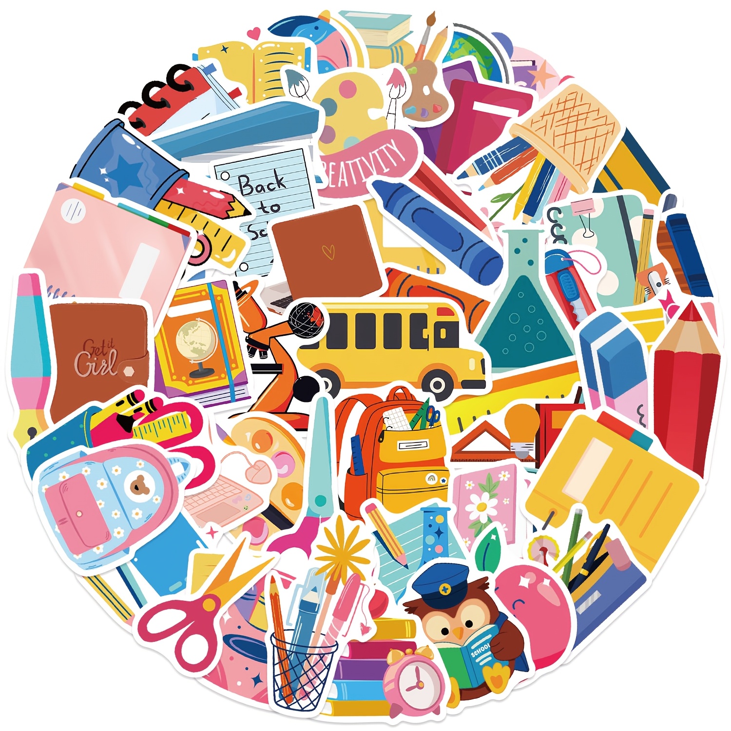 50 Cartoon Back-to-school Graffiti Stickers For Decorating Guitars, Notebooks, Suitcases - Stickers