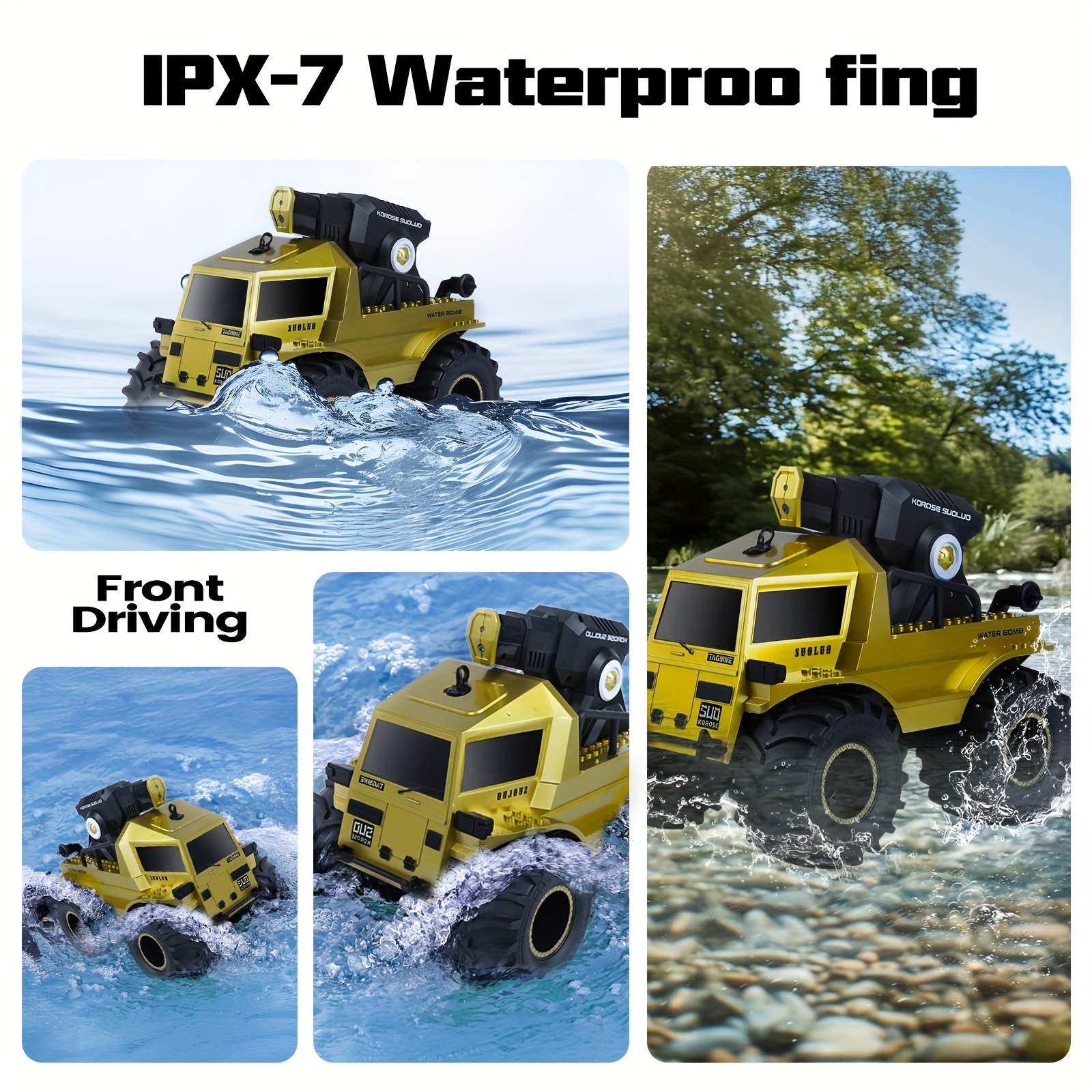 Remote Control Toys Car, 1:16 Amphibious Remote Control Car, 4WD All-Terrain Off-Road Pickup RC Vehicle With Water Squirt, Suitable For Swimming Pools Parties, Summer Water Toys