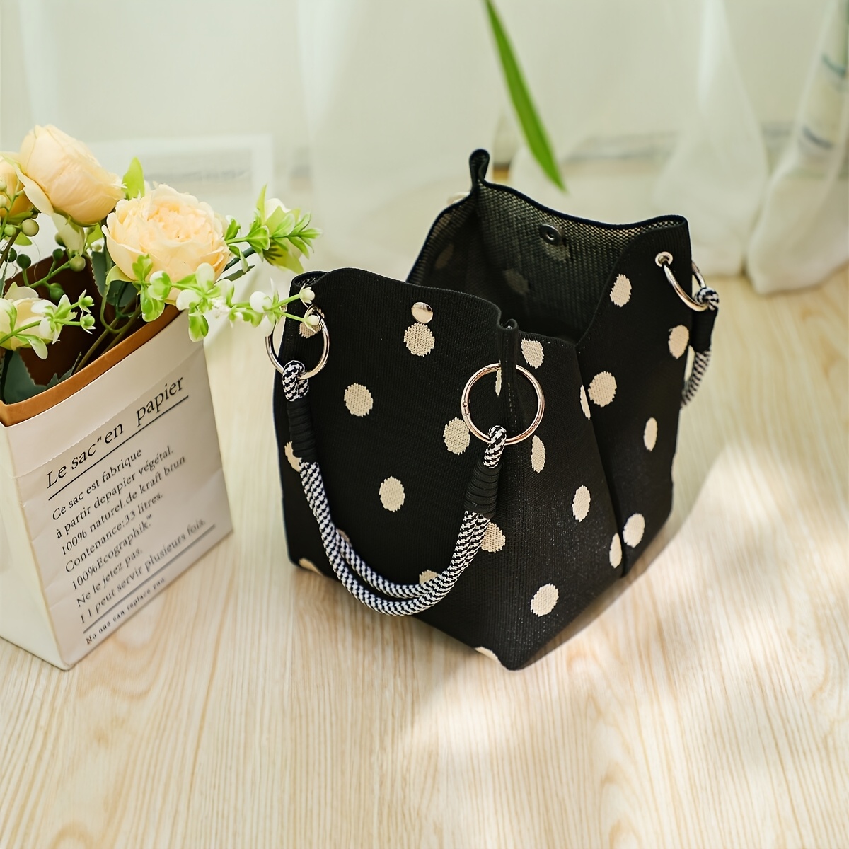 TEMU Bolso de de punto premium con , bolso de portátil de gran capacidad para viajes diarios, bolso casual de moda multifuncional para diversas ,