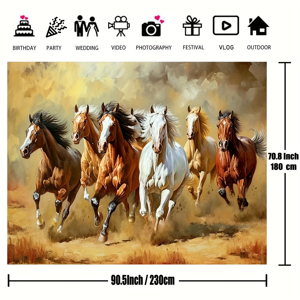 TEMU 1pc, Modern Horse Racing Background For Living Room Decor - Vibrant Colors And Stunning Details Photo Booth Studio Props
