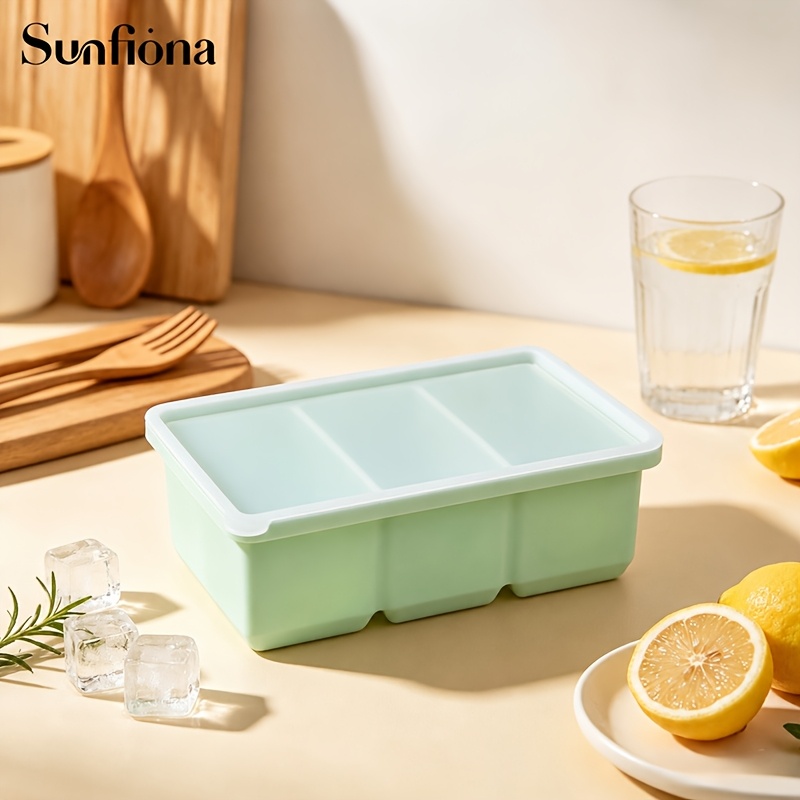 TEMU Sunfiona Extra Large Moules de Congélation en Silicone à 3 Cavités avec Couvercle, Moules de Congélation Alimentaire Anti-Fuite pour Soupe,