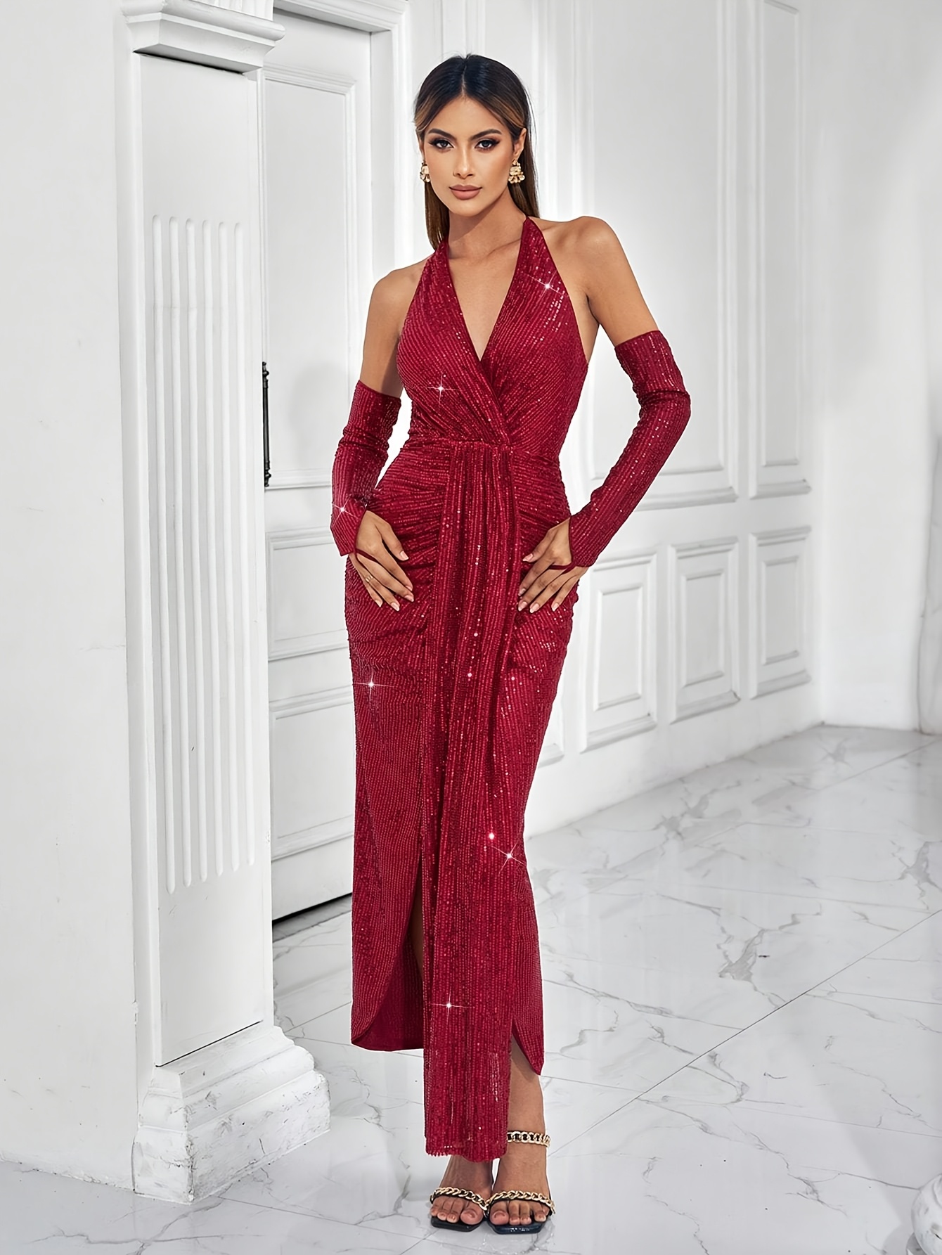 burgundy bandage dress Bandage Dress w/ Gold Buttons – Just B Boutique NYC main image 0