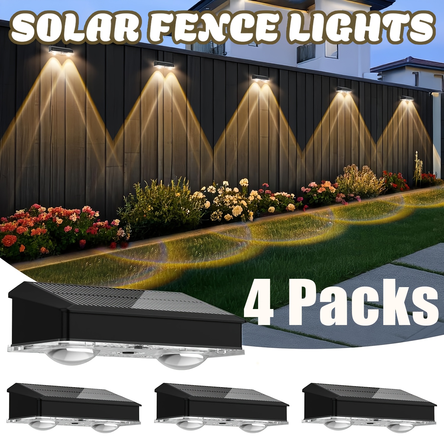 Image of Set Of 4/2 Solar-powered Wall Lights For Outdoor Use, Featuring Ip44, 3 Adjustable Color Temperatures, And Led Lamps Suitable For Gardens, , , Patios, And Decorative Lighting Around Swimming Pools