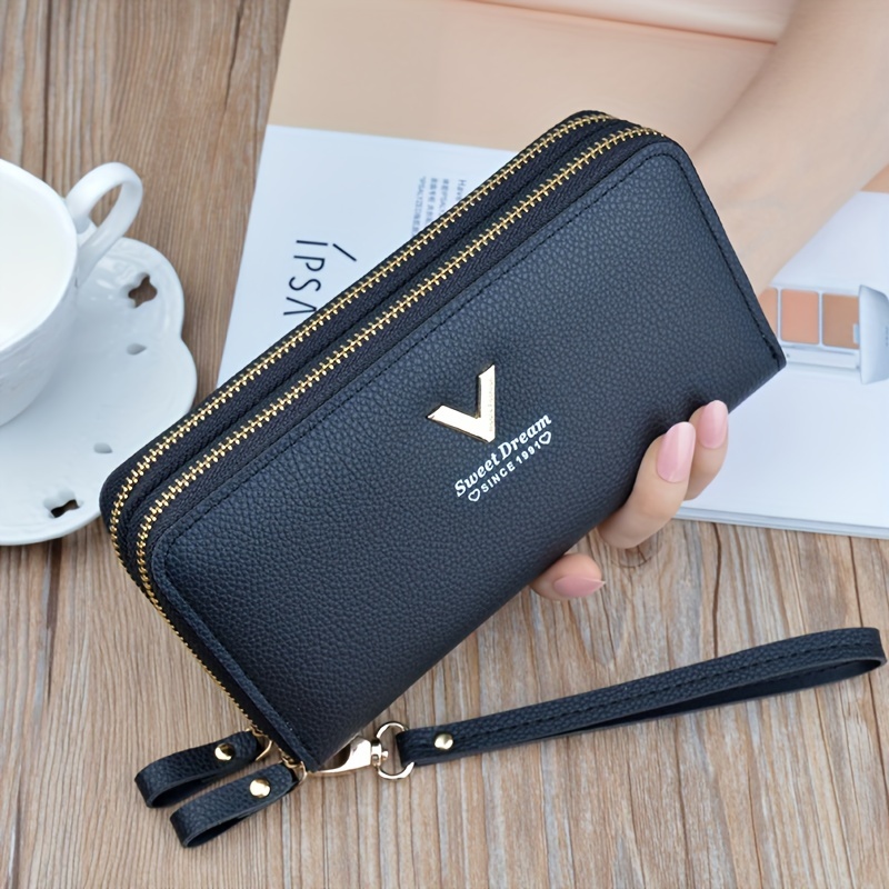 

Fashionable Wallet For Women, Dual Zipper Closure, Multiple Card Slots, Large Capacity, Stylish Ladies' Coin Purse