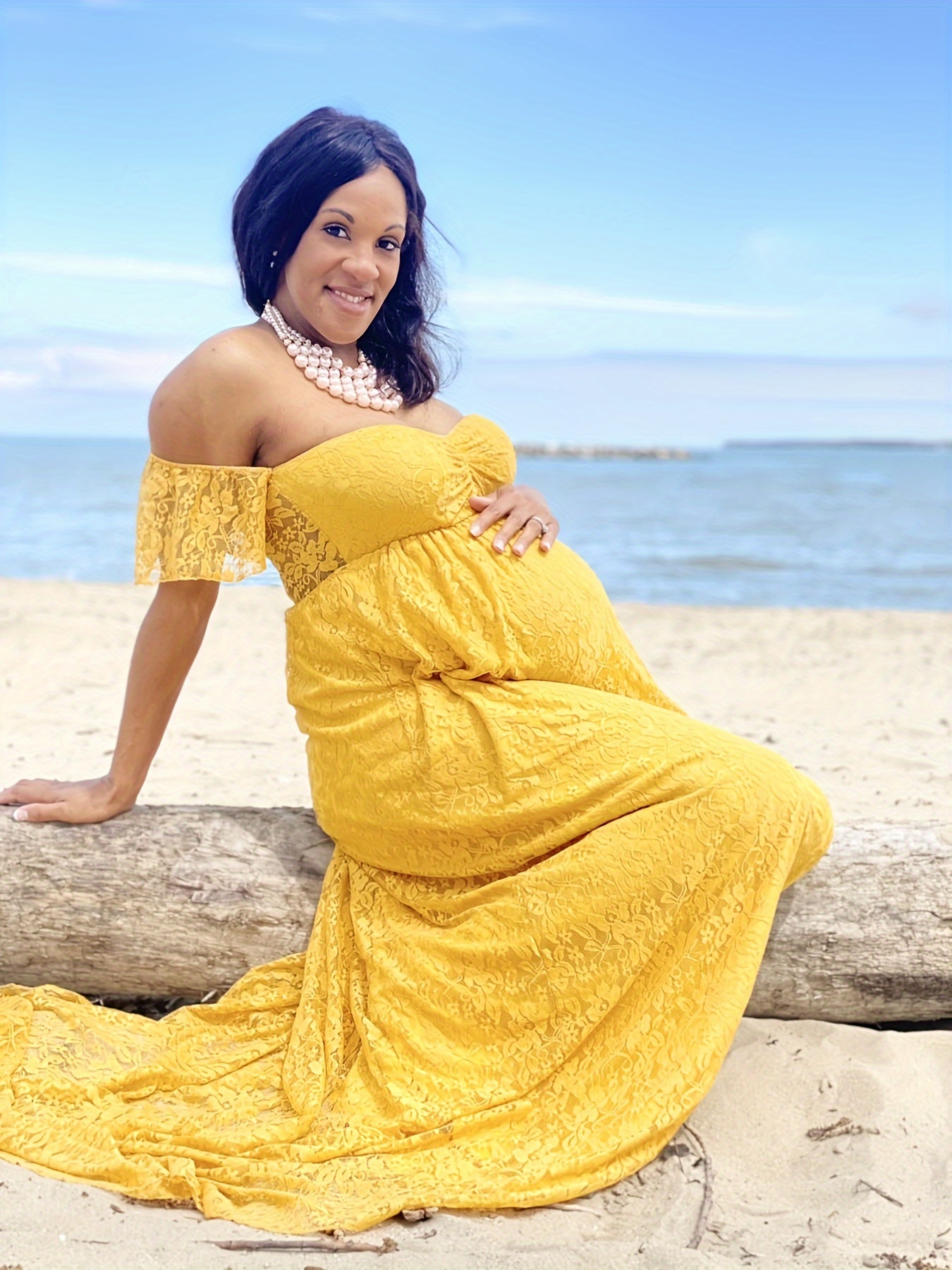 Abito Premaman Stretto - Lunghezza Al Ginocchio - Viscosa E Elastan - Senza Maniche - Decorazione Floreale - Foto 13