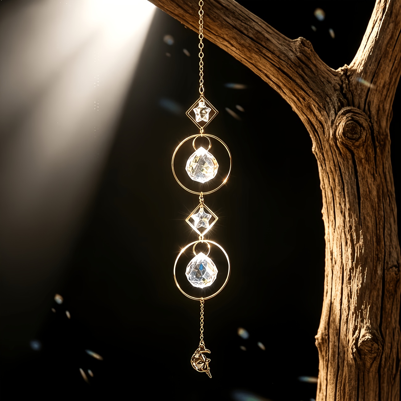 TEMU Geometric Crystal Suncatcher Hanging Ornament, Window Prism Pendant, Indoor Outdoor Home Car Decor, Aesthetic Gift For Christmas Halloween