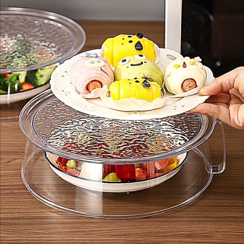 Heat Resistant 200°C Transparent Microwave Splash Guard Cover, 360° Splash-Proof Insulated Plastic Protector for Food, Stackable and Easy to