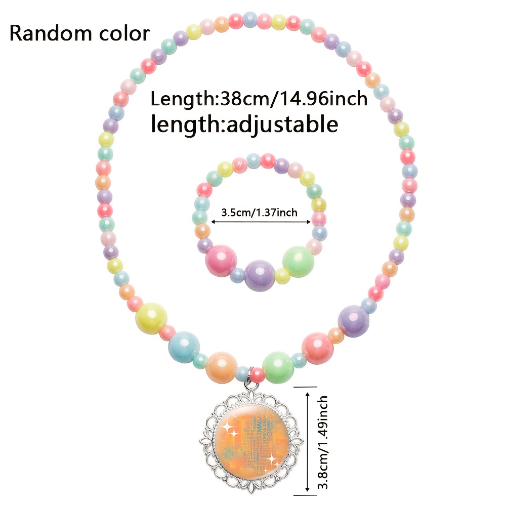 2pcs Women's Cute Necklace & Bracelet Set, Random Colour