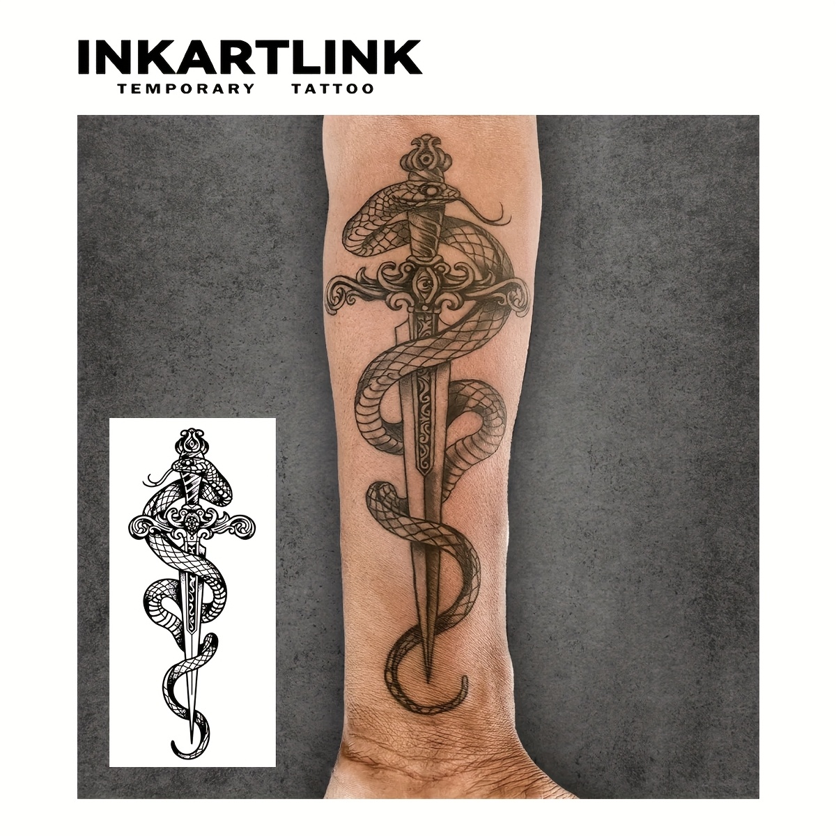 Image of Inkartlink Technology Tattoo, Semi-permanent Tattoo, Snake And Holy Sword, Heart-moving Tattoo, Temporary Tattoo, Fake Tattoo, Waterproof, Authentic Tattoo , Herbal Tattoo