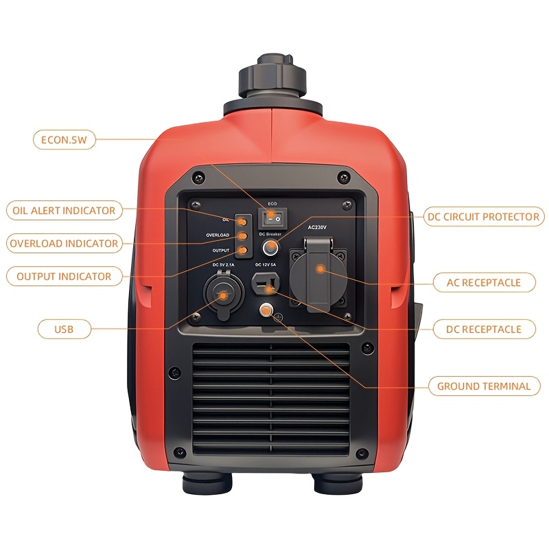 53. 3CC Gasoline Generator, 1000W/2000W, 220-220VAC, 2L Fuel Tank Capacity