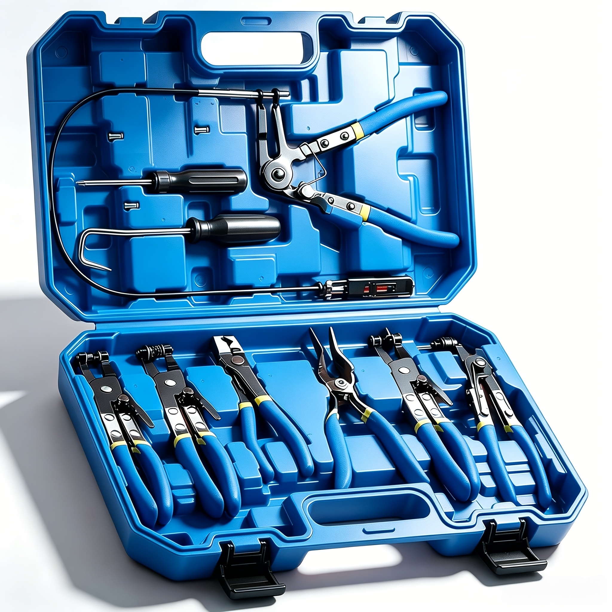 TEMU 5/9pcs Flexible Hose Clamp Pliers Set, Long Reach Spring Wire Clip Plier Hose Clamp Pliers Remover Kit For Fuel Oil And Water Hoses, Automotive