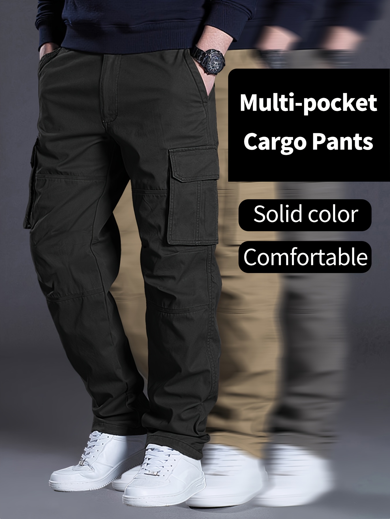 mens new style cargo pants with three dimensional utility pockets   trousers for   autumn winter straight leg work pants suitable for holiday gifting daily work and outdoor sports 1pc