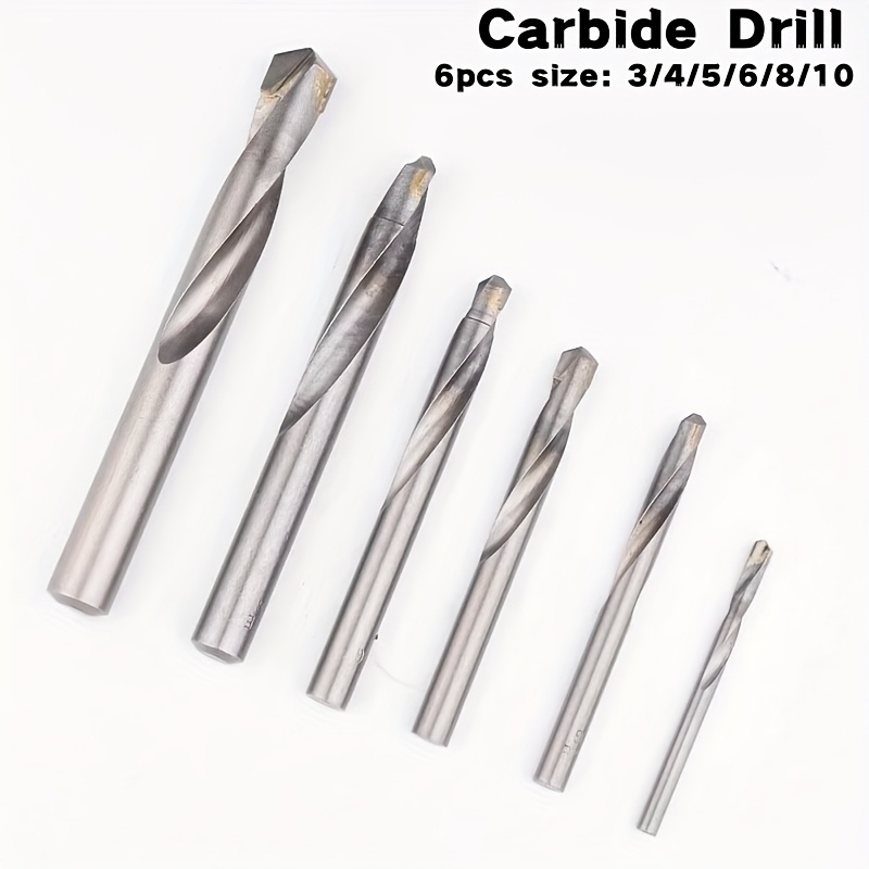 6pcs Carbide Drill Set, 3/4/5/6/8/10mm Round Shank Bits With Steel Tips For Metal, Stainless Steel, Thin Iron Sheets, Cast Iron, And Galvanized Pipes – Compatible With Hand Drills For Diy Projects