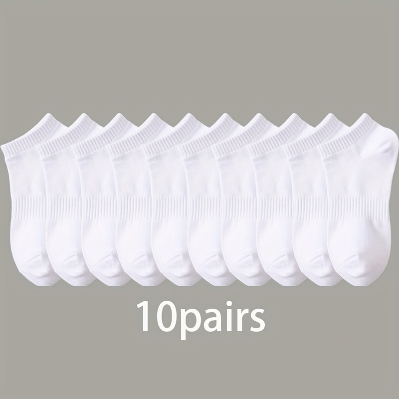 TEMU White 10/16/ Pairs Pack Waist-cinching Ankle Socks - Yzy - Unisex Spring/summer Minimalist Solid Color Waist-cinching Outdoor Shallow-cut Ankle