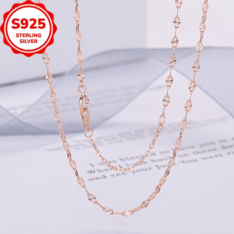 

2.2g S925 Glitter Lip Chain, Plain Chain, No Pendant, Chain, Simple And Versatile, Japanese Korean Style, French , Daily Classic Fashion, Nude Chain