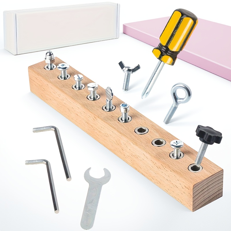 TEMU Screw Tightening Game Children's Toys, Clearance Deal Wooden Assembly And Disassembly Hand-eye Coordination Toys, Boys And Girls Toys Daily Life