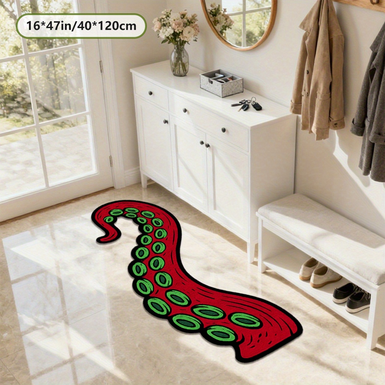 TEMU Soft Plush + Dotted Plastic Backing, Creatively Shaped Irregular Home Decor Rug With -pattern Print, Suitable As A Doormat For Entrances, Living