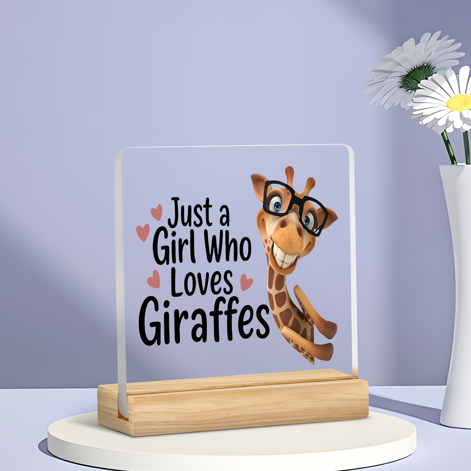 TEMU 2d Plane, To Giraffe Lovers, Who Giraffes Ornament - Cartoon Giraffe Design With Glasses, Desk Decoration For , Birthday Resonance Gift For