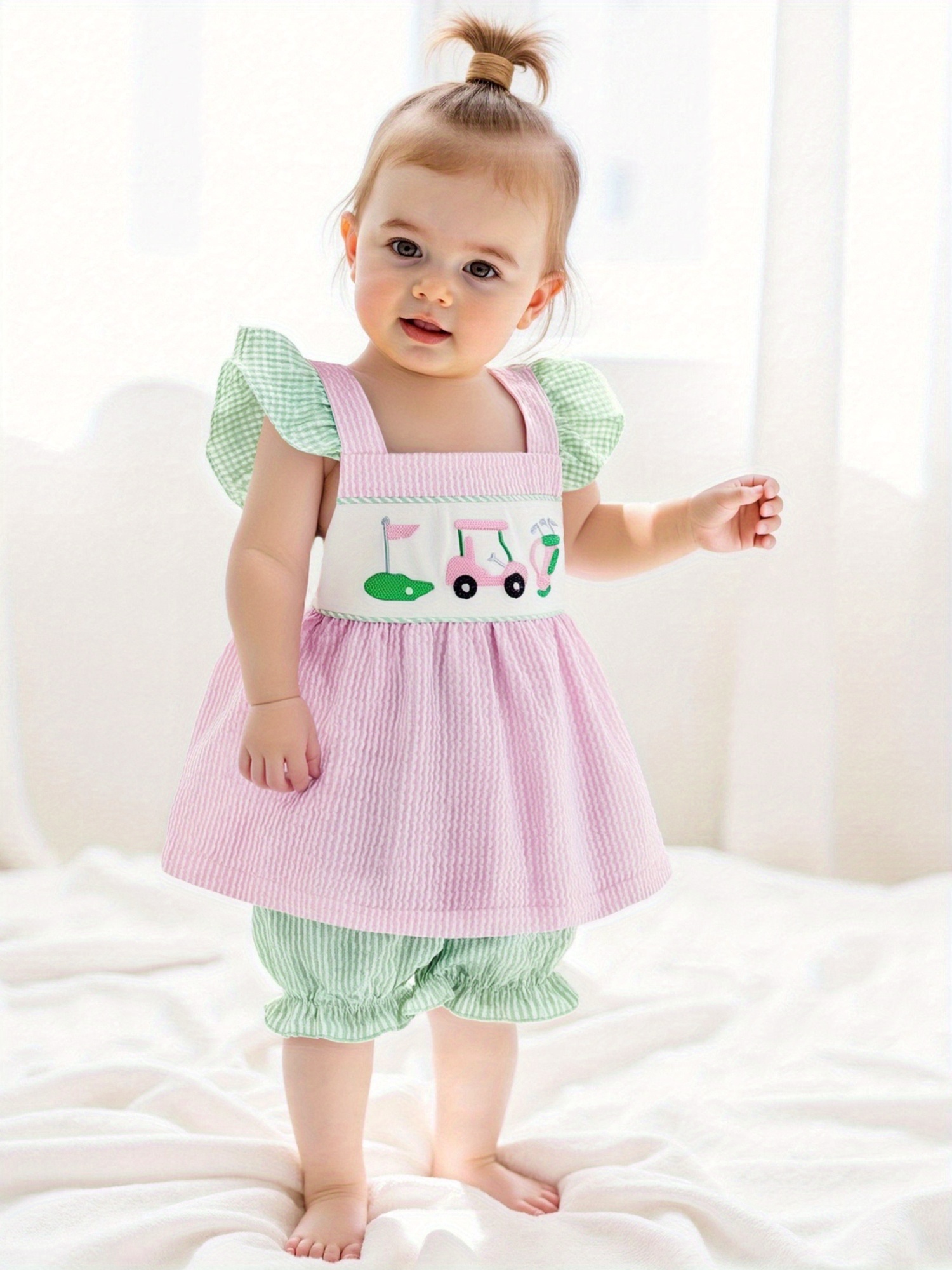 pink and green striped golf dress Pink and Green Stripes Tube Maxi Dress with Pockets Green and Pink / S main image 1