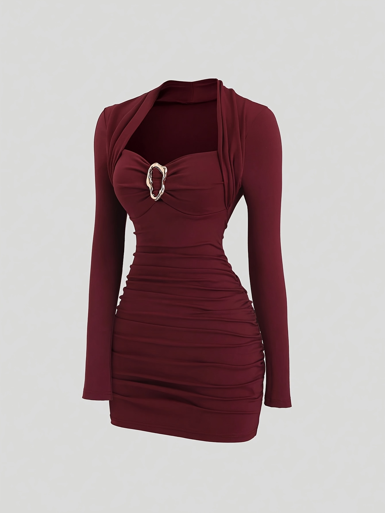 sachin and babi light blue dress Burgundy, Bateau Neckline Wedding Guest Dresses main image 0