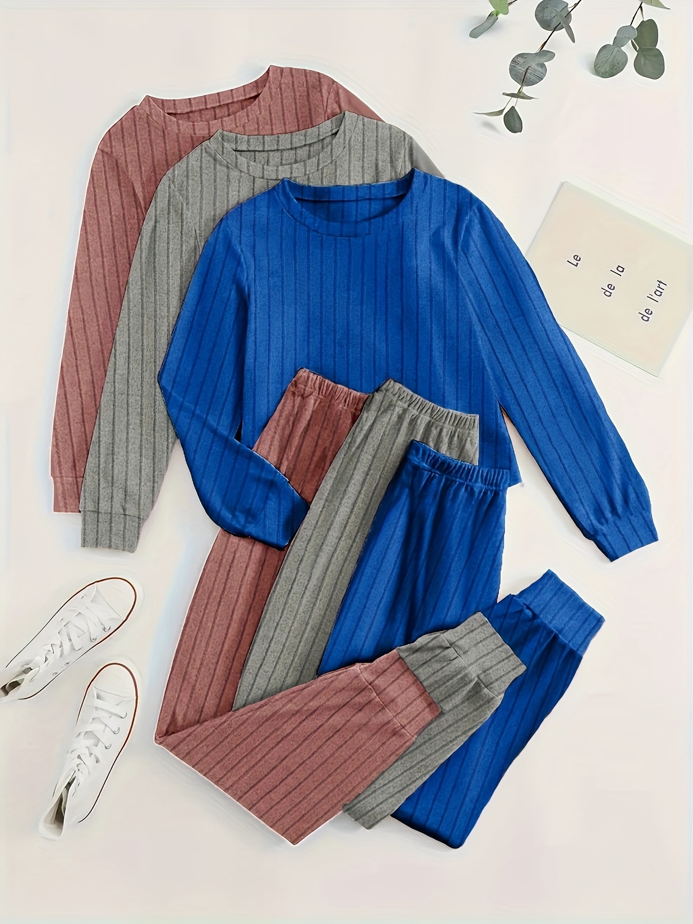 Schlafanzug Damen Lang Aus Flanell – Warmer Winter Pyjama 2-teilig Mit Rundhals