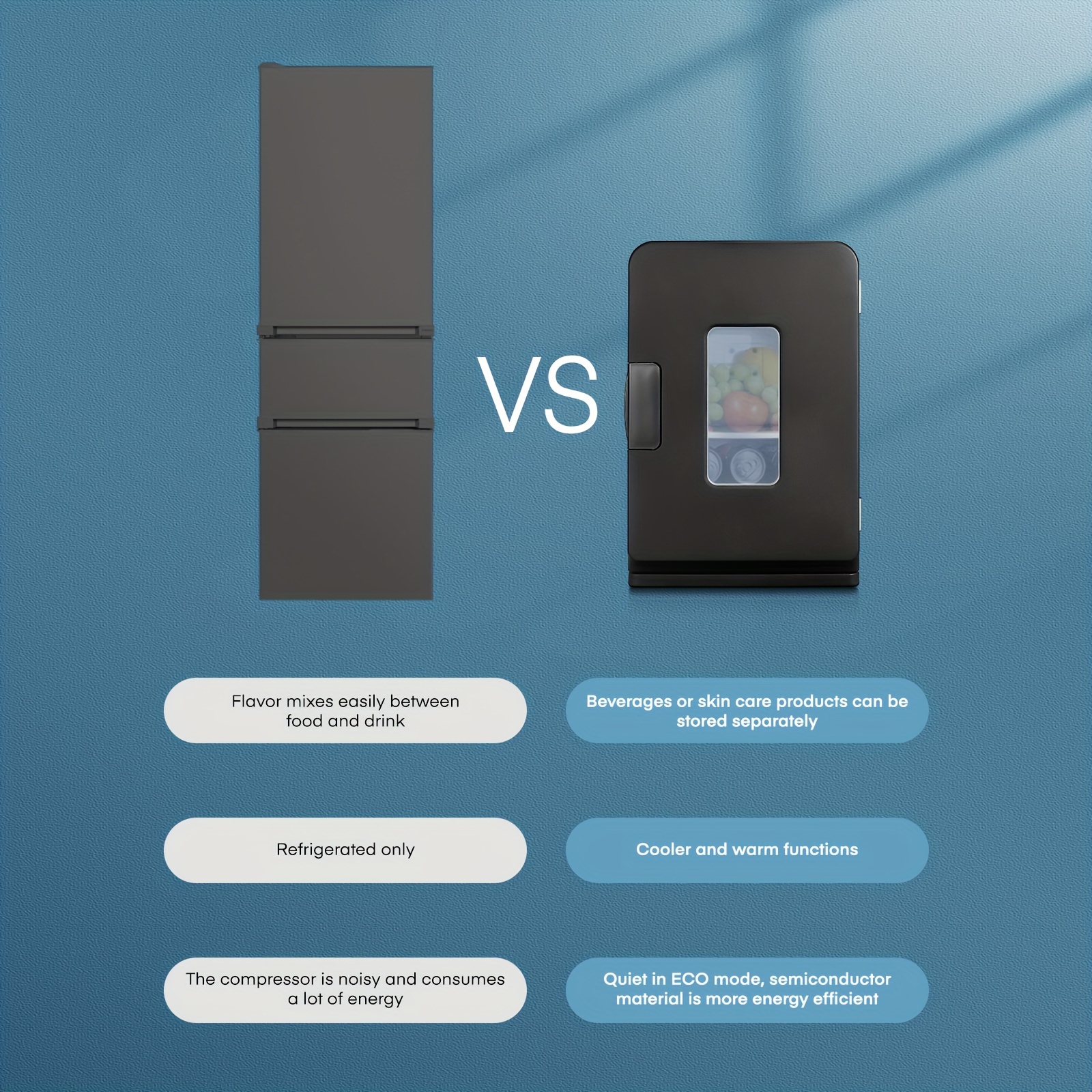 Mini Fridge 15 Liter/21 Cans, AC+DC Power Small Fridge for Bedroom, Car, Office, Thermoelectric Cooler and Warmer Skincare Fridge for Food, Drinks, Cosmetics, Max & ECO Mode, Black