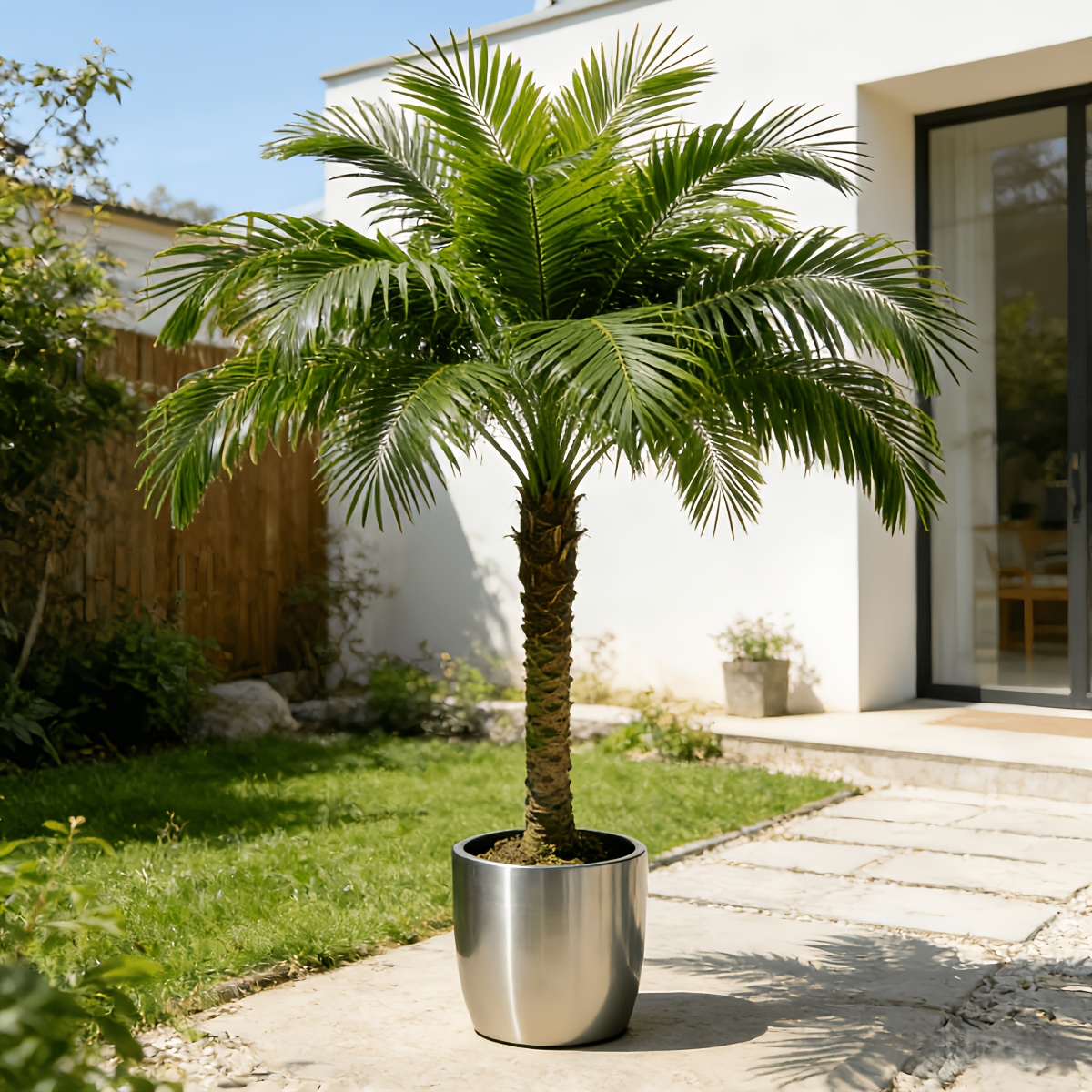 1 Extra Large Artificial Palm Tree Green Plant - Modern Wedding Garden Decoration, Maintenance-Free Evergreen Artificial Plant | Evergreen Potted Plant, Home Office Large Leaf Decorative Tree, Courtyard Nordic Style Artificial Tree