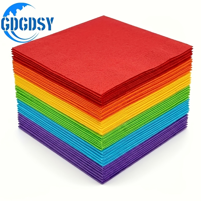 Image of 60pcs 13x13in Birthday For Party Beverage Napkins 2 Ply For Party Favors, 6 Colors