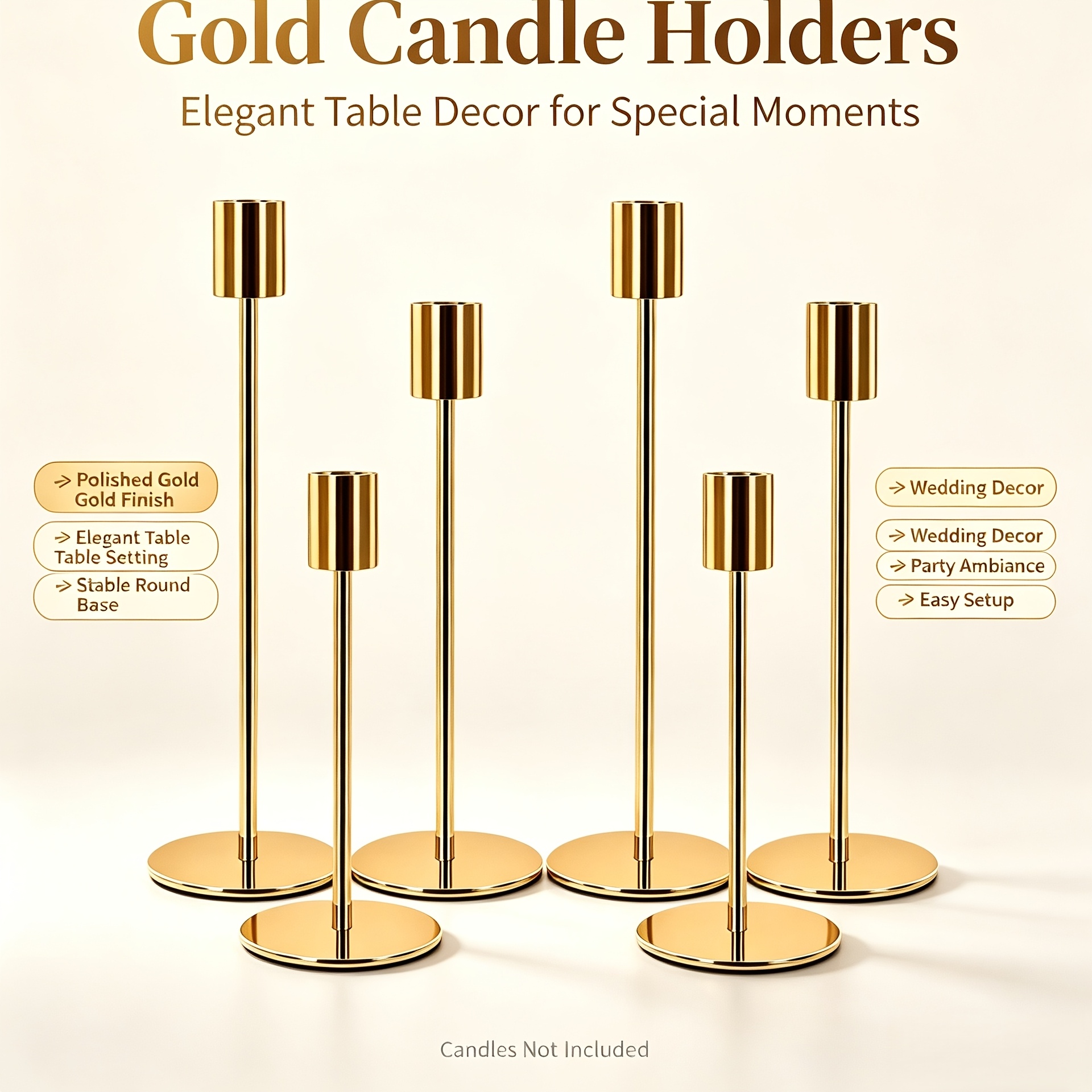TEMU 6pcs Modern Minimalist Candlesticks - Elegant Table Centerpiece Suitable For Wedding, Party,, Multi- Holder For Dining Table Centerpiece