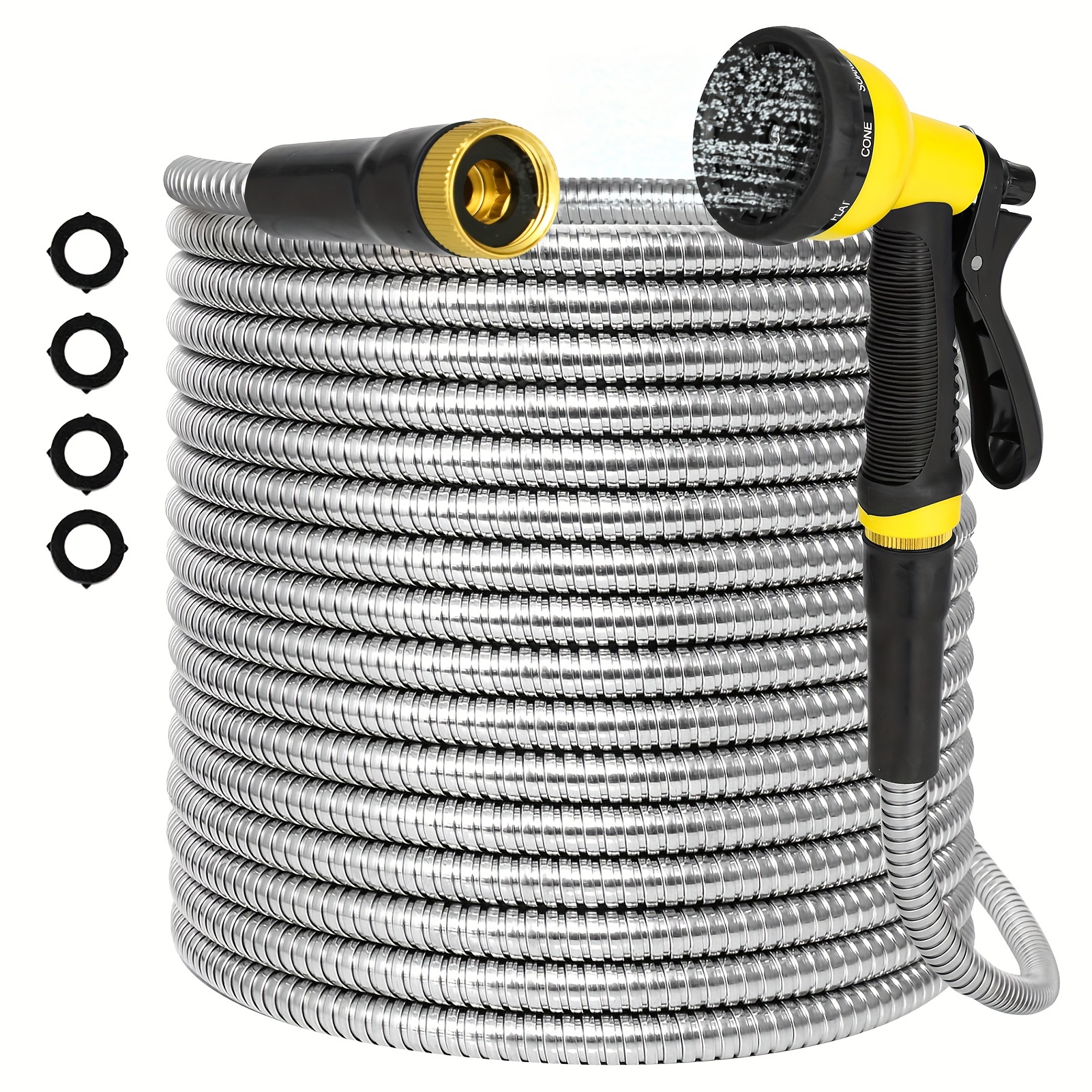 

Steel Hose 10 Nozzle & Fittings, & No-tangle, Metal Hoses, -rust Duty Hoses For , Car , , Pet