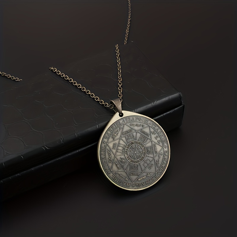 Image of 1pc Archangels Amulet Pendant Necklace - Fashion Jewelry, Alloy