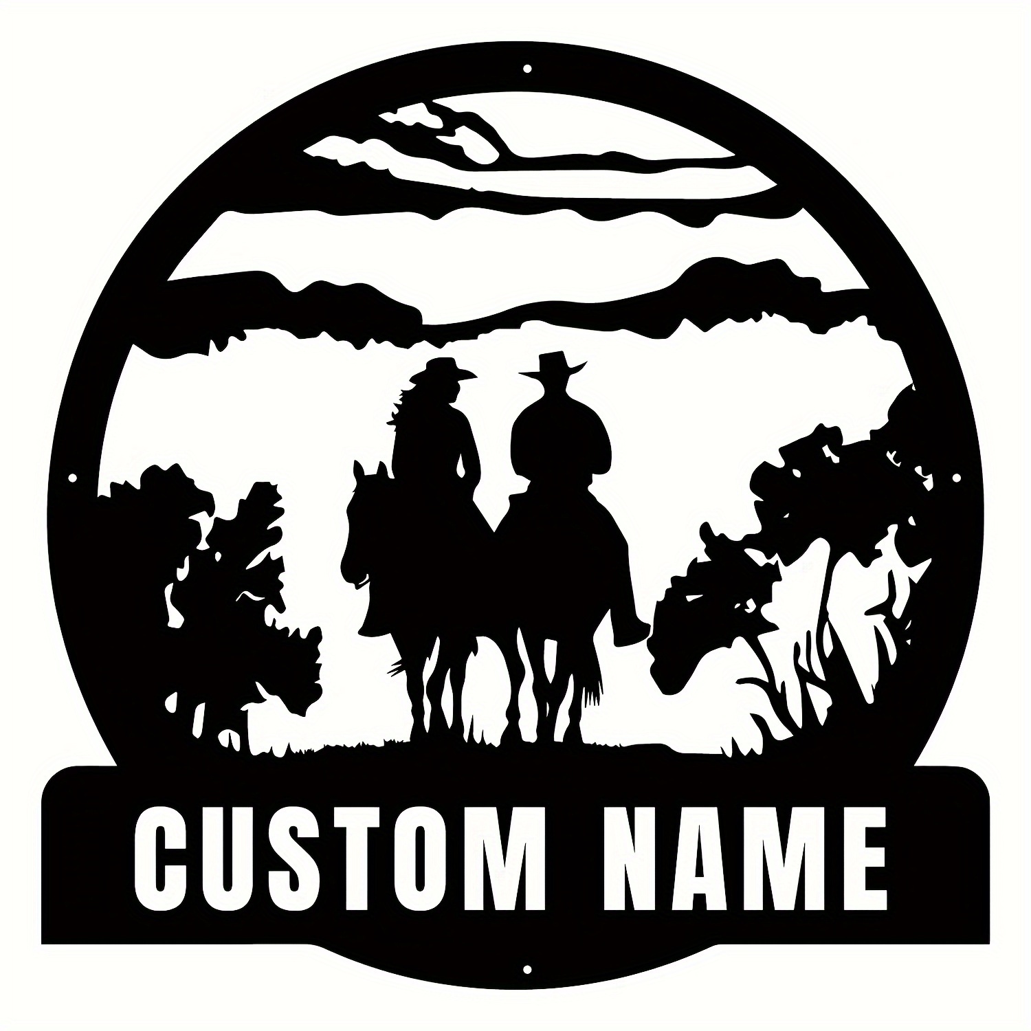 

Custom Cowboy Metal Wall Art - Personalized Riding Couple Decor, Reusable & Detachable, No Battery Needed - Perfect For Home & Office