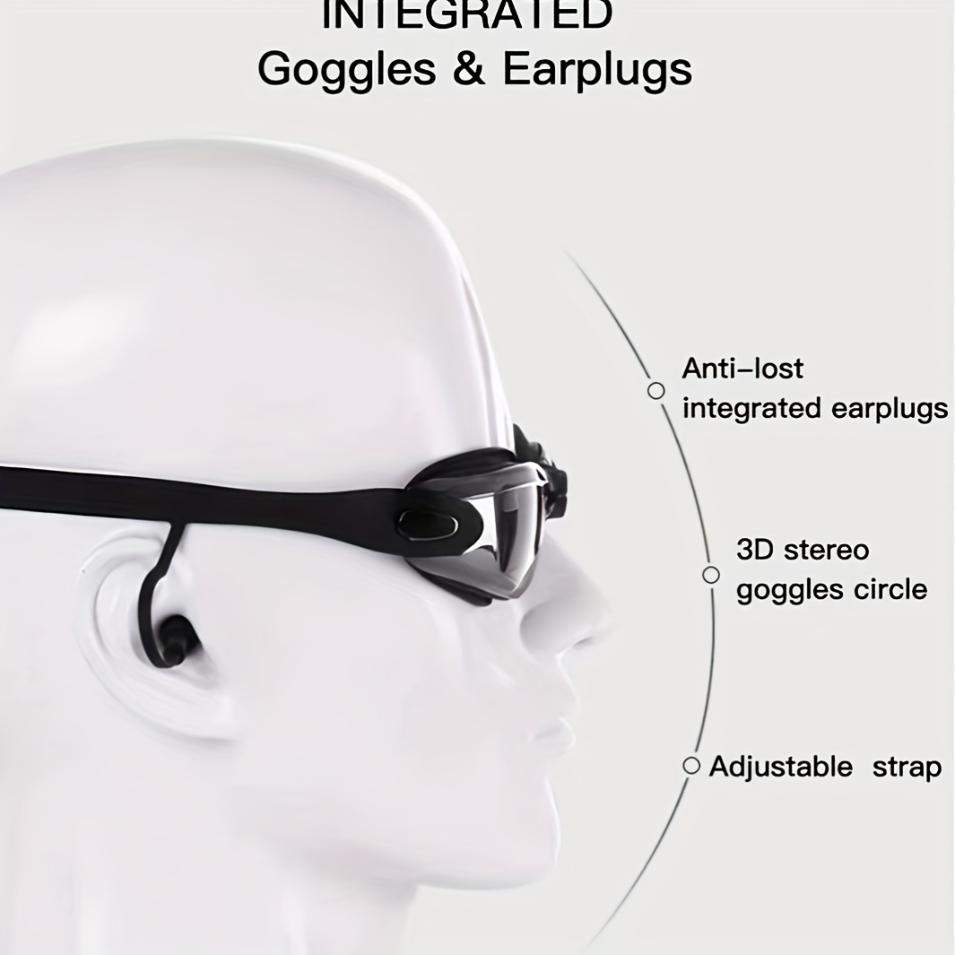 [Anti-Fog Swim Goggles] Anti-Fog Waterproof Professional Racing Swim Goggles | PC Polycarbonate Material, Integrated Ear Plugs, Adult Use, White Frame, for Competitive Swimming