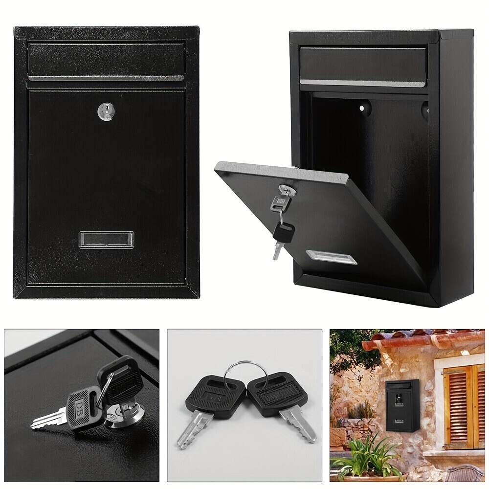 TEMU Single Metal Mailbox From Tinplate, Designed For Outdoor And Home Use. Sturdy Construction Featuring A Keyhole, Perfect For Courtyards And Has A