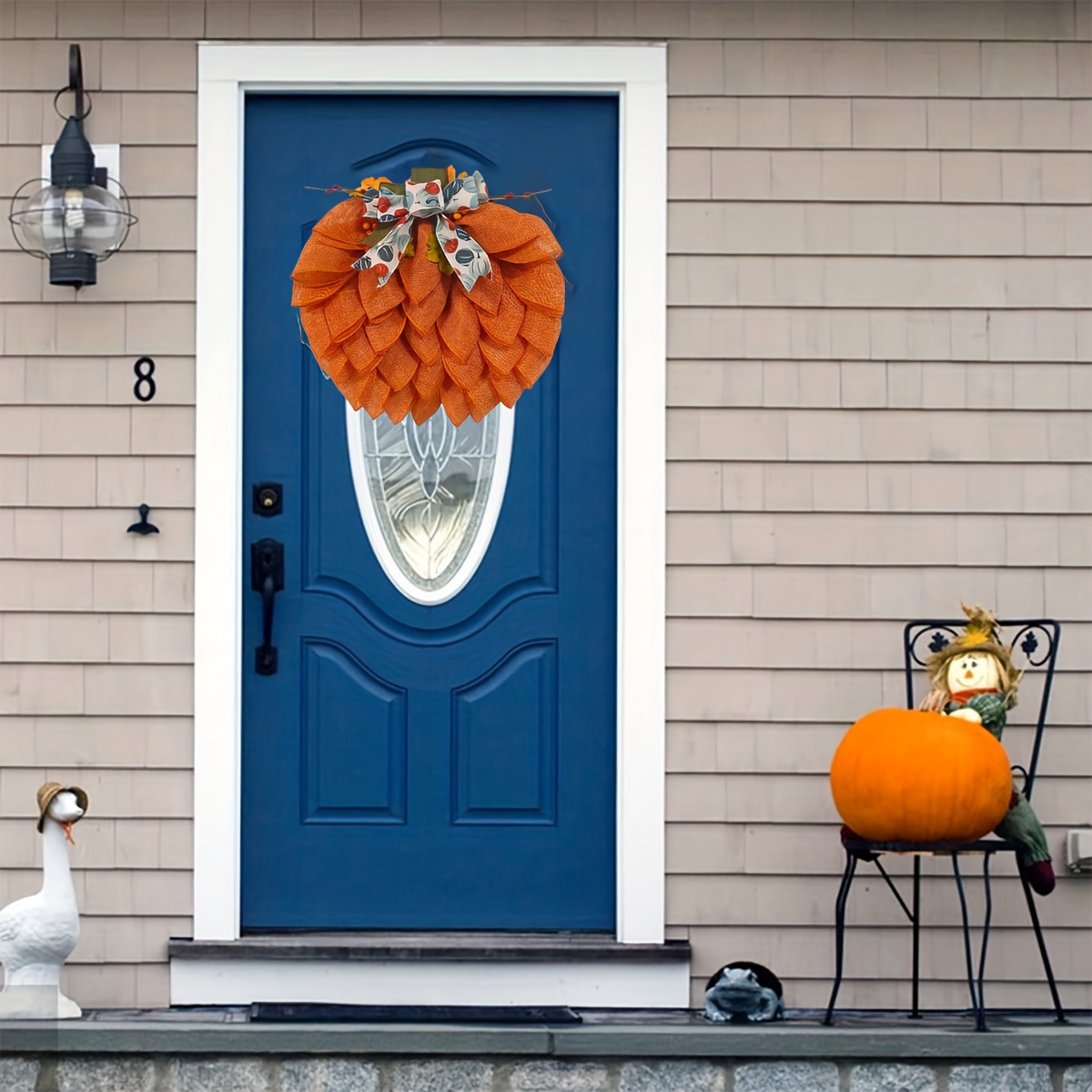 

Autumn Pumpkin Wreath With Bows And Berries Front Door Fall Decorations For Home Porch Burlap Pumpkin Garland For Autumn Fall Christmas Thanksgiving Wall Decor