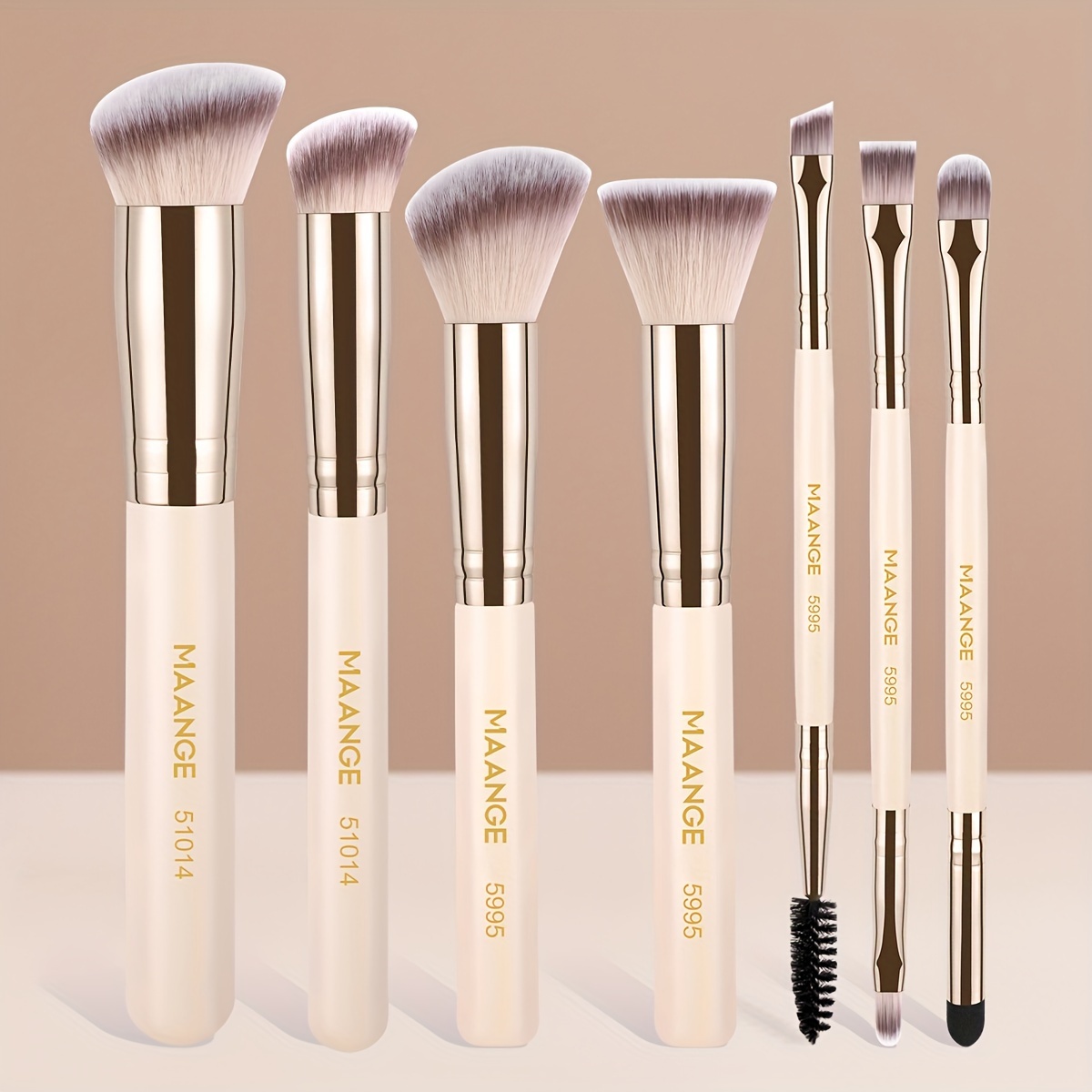 Image of Maange 7pcs Makeup Brush Set, Foundation Brush, Blush Brush, Concealer Brush, Eye Shadow Brush, Daily Use, Suitable For Beginners, Gift For Ladies, Soft Bristles