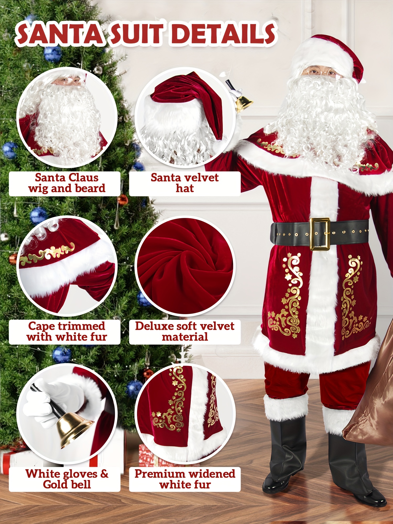 traje santa claus hombre 12 traje santa claus lujo Temu