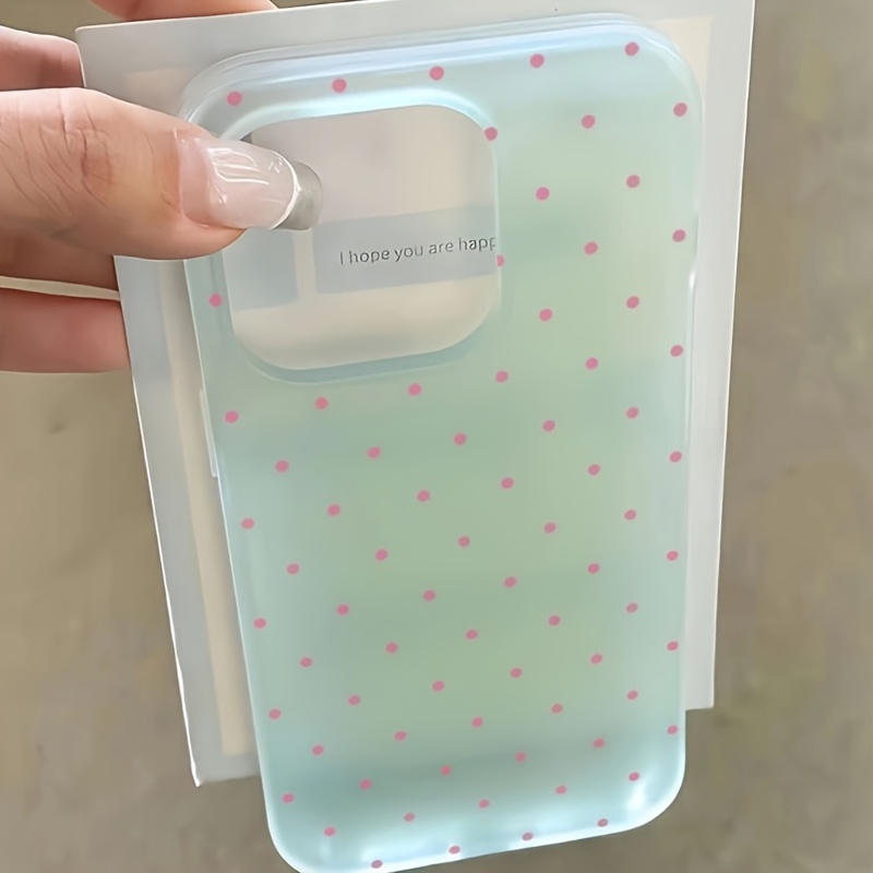 TEMU Phone Case: Fashionable Korean-style Full-screen Pink Polka Dot Frosted Double-layer Phone Case, Suitable For Iphone 18 Pro Max/17 Pro Max/18