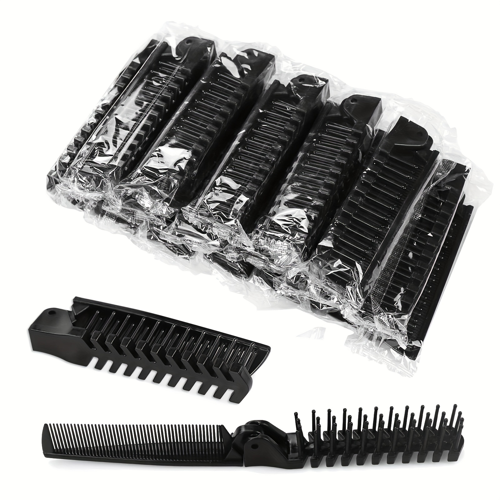 

10pcs Portable Folding Combs For Travel, Anti-static Pocket Size Hair Brushes, Nylon Bristle, Dual-sided Coarse & Fine Teeth, Abs Plastic Handle, Suitable For Normal Hair