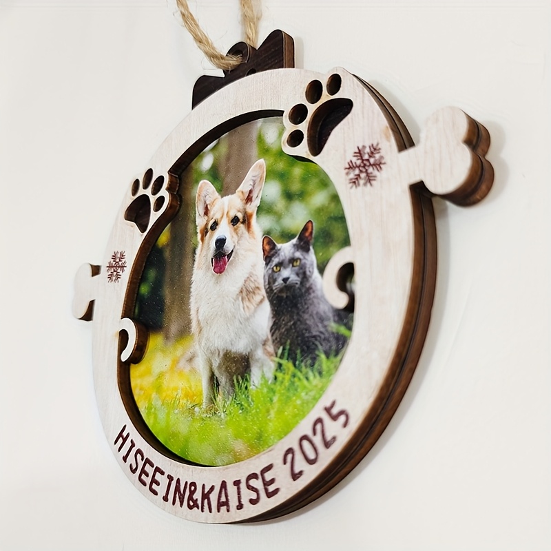 Personalized Double-Layer Wooden Round Pet Memorial Pendant