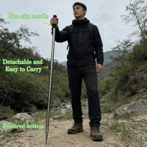 52 inch outdoor trekking pole hiking staff multi functional trekking pole suitable for outdoor hiking can be used as a tent pole detachable and easy to store