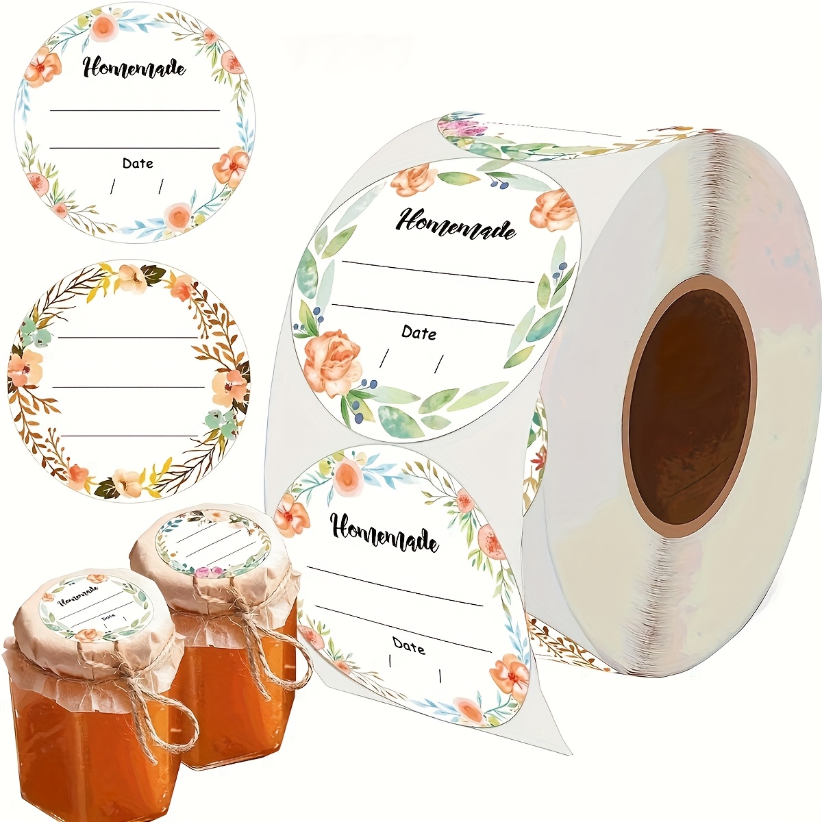 TEMU 500 étiquettes [2 pouces] de grande taille, étiquettes pour pots à fleurs en aquarelle, autocollants pour date et contenu, adaptées aux bocaux