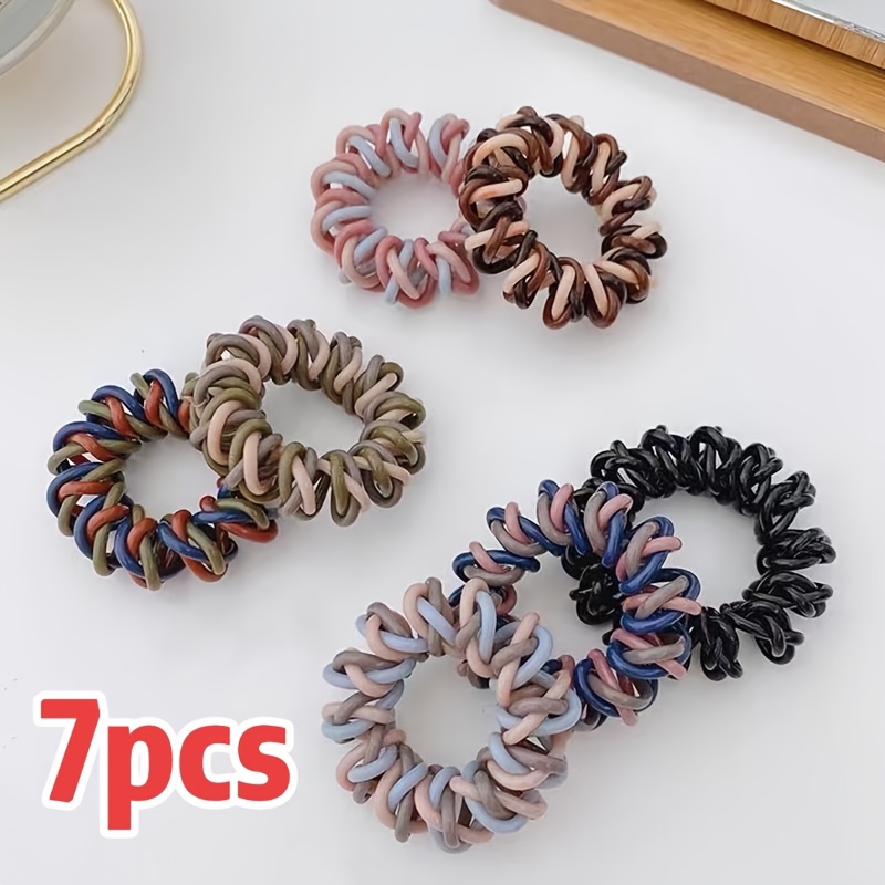 TEMU 7 pezzi/14 pezzi Filo per capelli a spirale per linea Tre per avvolgere per capelli Nuovo elastico per Accessori per capelli