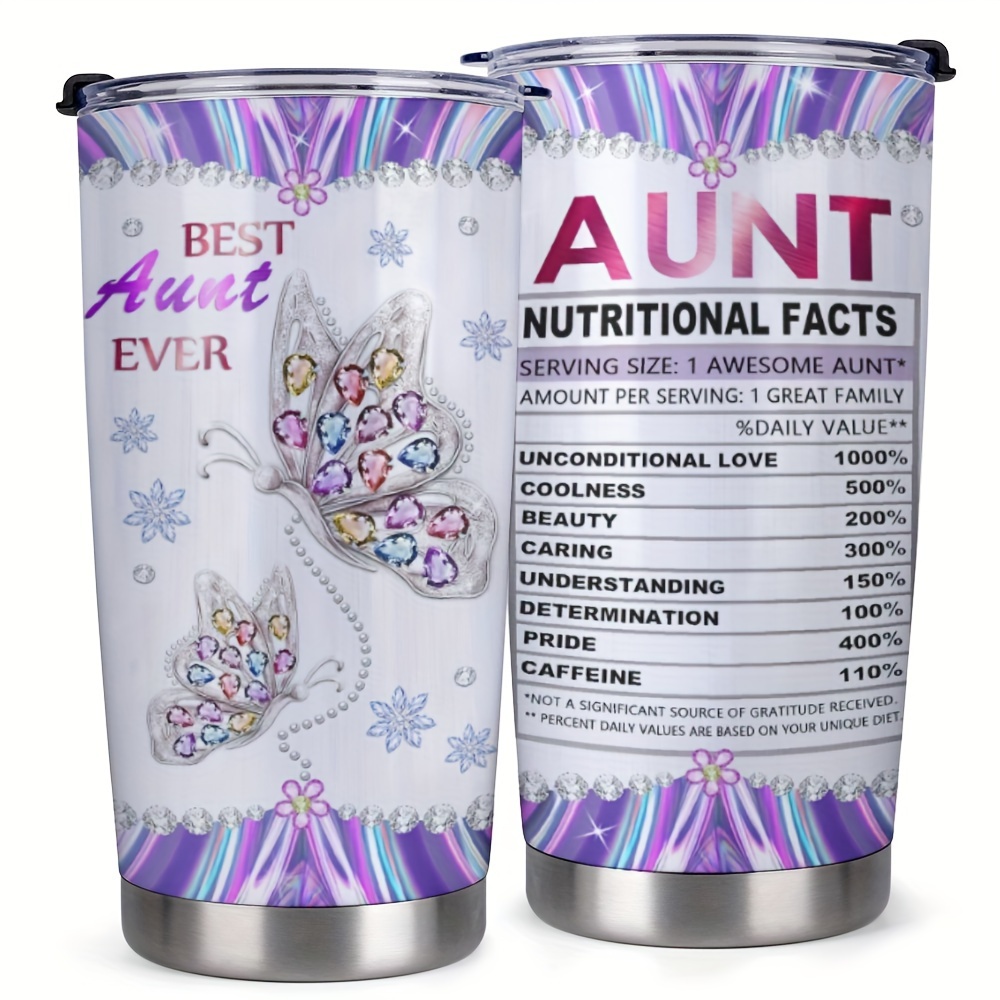 

1pc Aunt Gift Tumbler - Best Aunt Ever Gift, Birthday Gift, Gifts For Aunts From Nephew And Niece, Great Aunt Gifts Birthday Gift Ideas Coffee Cup 20oz
